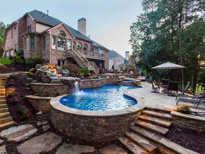 Pool Oasis - palm tree landscaping - before- Atlanta Palms